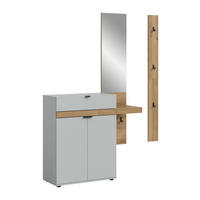 GARDEROBEN-SET NARO 3-tlg. (B/H/T: ca. 148/194/37 cm) in grau/grau - Grau, Holzwerkstoff (148/194/37cm)