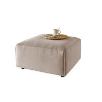 POLSTERHOCKER RANI Taupe Cord - Taupe/Schwarz, Kunststoff/Textil (80/42/80cm) - KAWOLA