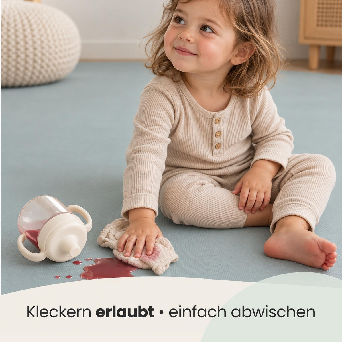 SPIELMATTE mit Rand - 8er Set - 50x50 cm - Graublau - Blau, Kunststoff (50/50cm) - Littletom