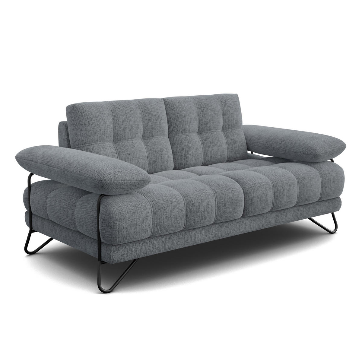 SOFA BUBBARA 2-Sitzer, dunkelgrau - Dunkelgrau/Schwarz, Holz/Textil (185/87/96cm) - Courtois Laville