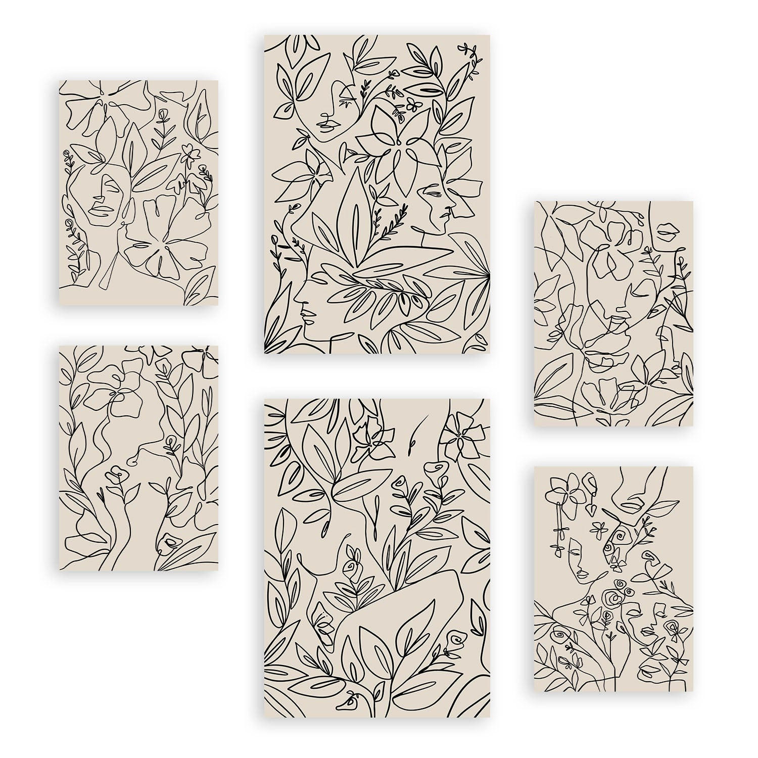 POSTER Set Mit 6 Ruffenrahmen 1 In Blume Zusammenfassung Ästhetische Dekorative Gemälde Für Ihr Wohnzimmer, Schlafzimmer, Zuhause A3 & A4 Rahmenlos - Klar, Papier (29/3cm) - Nacnic