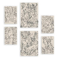 POSTER Set Mit 6 Ruffenrahmen 1 In Blume Zusammenfassung Ästhetische Dekorative Gemälde Für Ihr Wohnzimmer, Schlafzimmer, Zuhause A3 & A4 Rahmenlos - Klar, Papier (29/3cm) - Nacnic