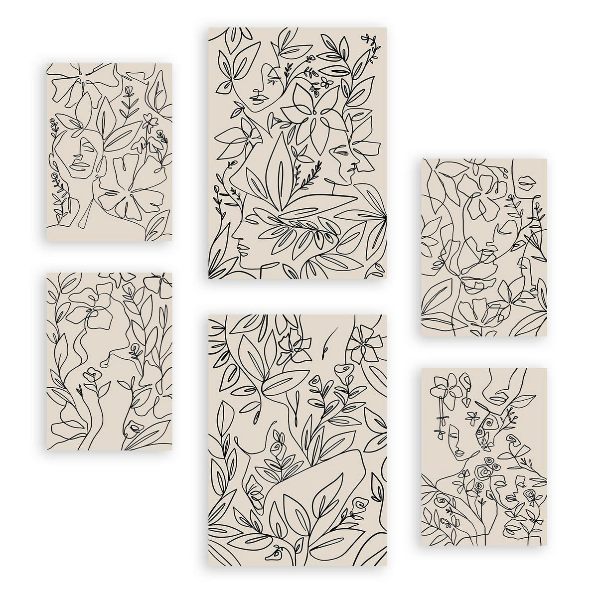 POSTER Set Mit 6 Ruffenrahmen 1 In Blume Zusammenfassung Ästhetische Dekorative Gemälde Für Ihr Wohnzimmer, Schlafzimmer, Zuhause A3 & A4 Rahmenlos - Klar, Papier (29/3cm) - Nacnic