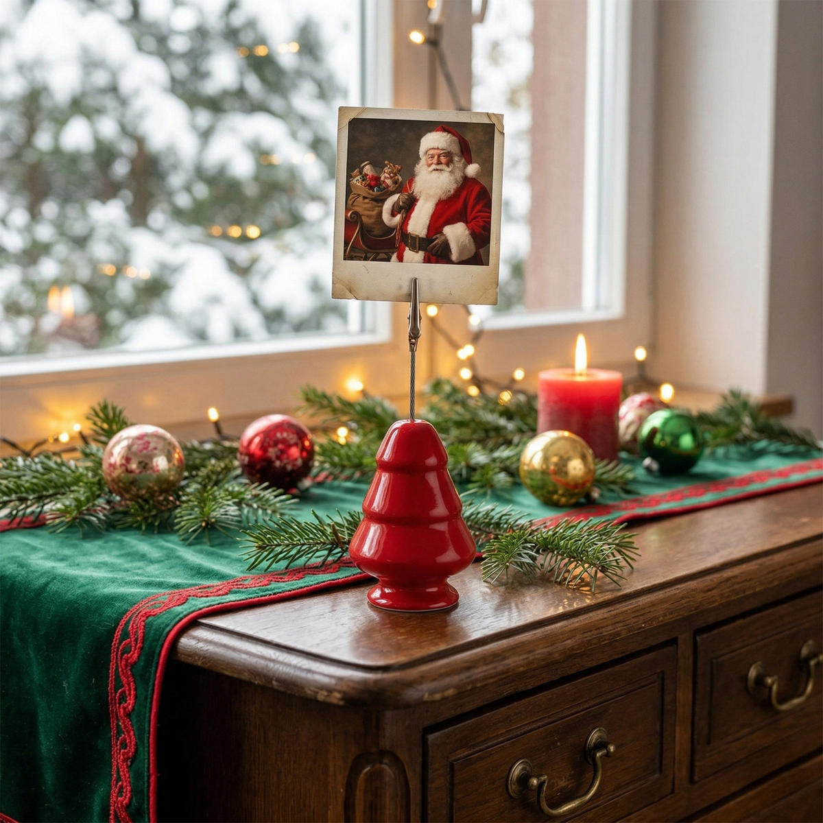 TISCHKARTEN-STÄNDER Weihnachtsbaum 4,5/4,5/13 cm - Rot, Keramik (13cm) - Home Styling Collection