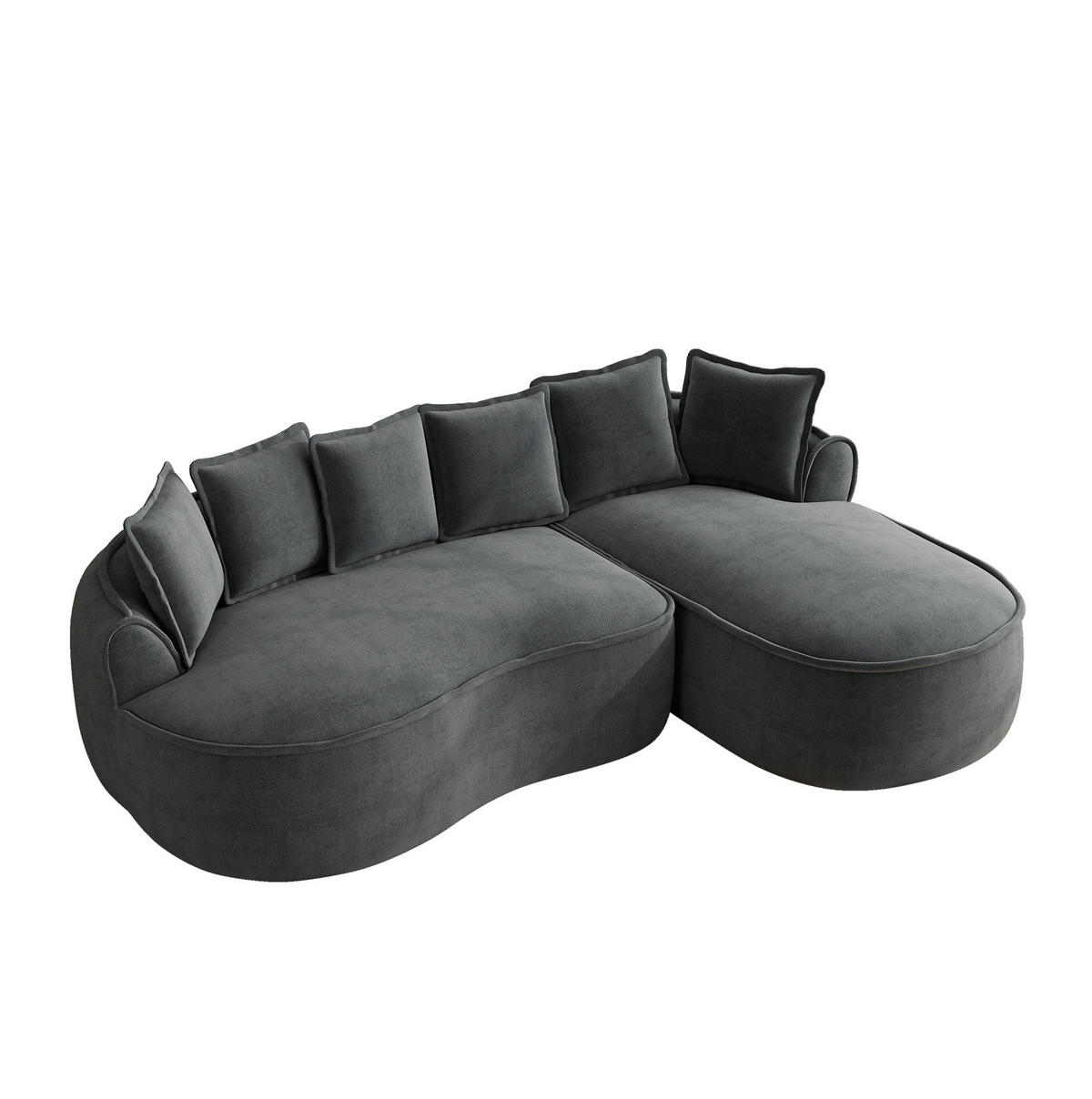 ECKSOFA 252/164/67 cm modular 122 cm grau aus Chenille mit Chaiselongue und Kissen - Grau, Textil (164/252cm) - OKWISH