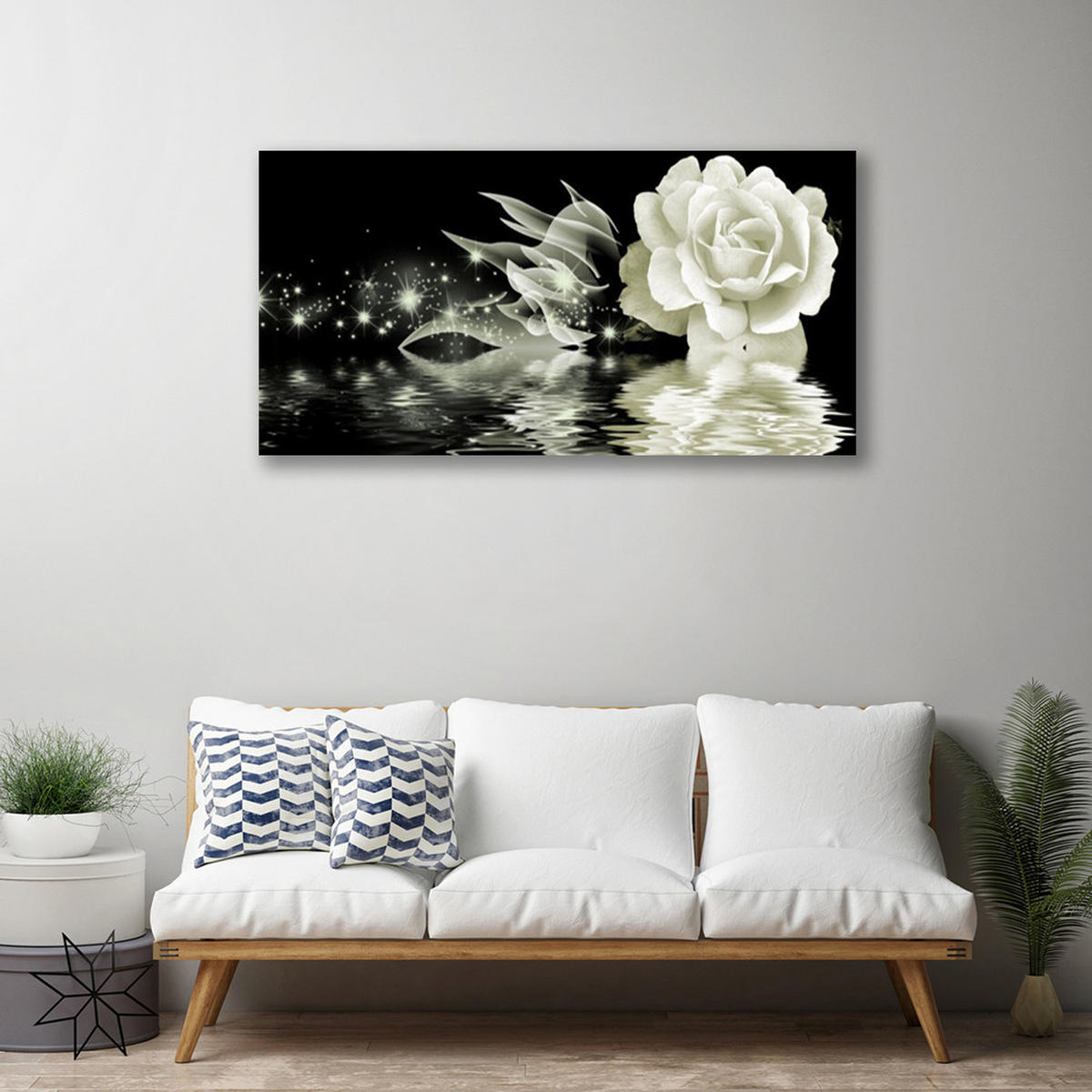 LEINWANDBILD 100x50 cm Magische Rosenblume - Schwarz, Textil (100/4cm) - TULUP