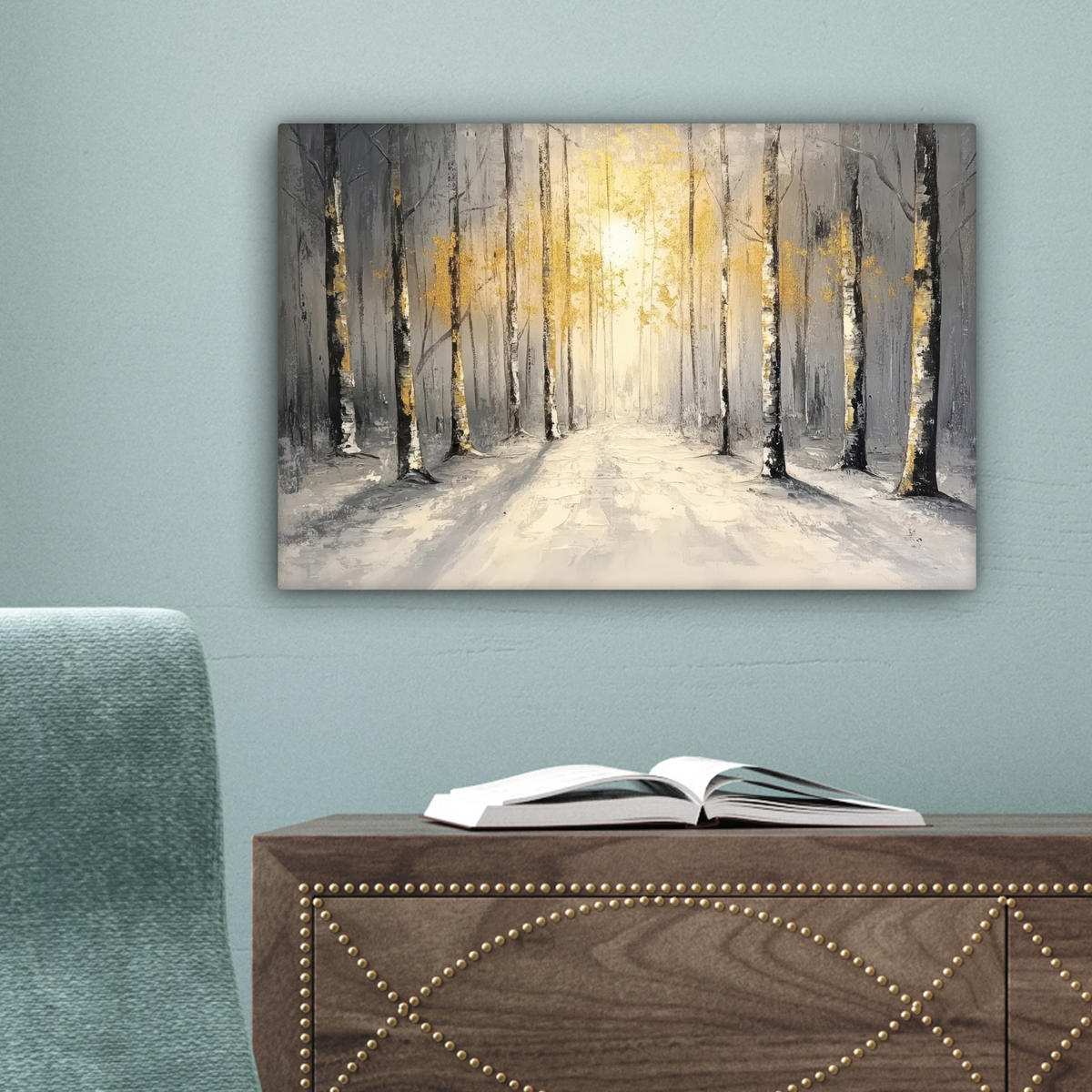 LEINWANDBILD Winter - Abstrakt - Schnee - Natur - Sonne 30x20 cm - Grau, Textil (30/20cm) - MuchoWow