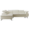 ECKSOFA PABLO L Creme Schenille glatt - Links Seite mit Visco Topper - Creme/Schwarz, Textil/Metall (208/273cm) - MKS