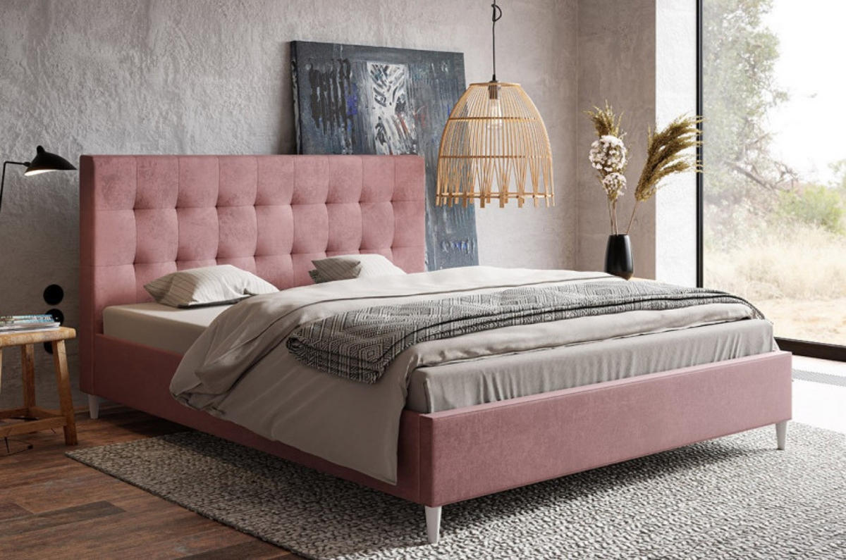 BETT Rosa LUXO 4 Gepolstert 140x200 cm - Pink/Schwarz, Textil (140/200cm) - Sepro Meble