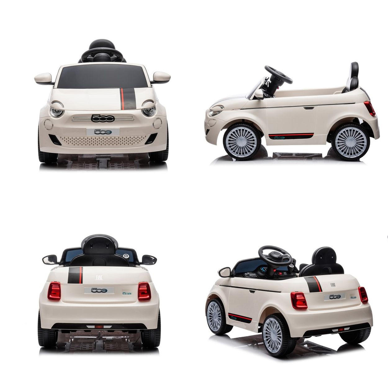 ELEKTROAUTO Fiat 500 weiß uni Fernbedienung, Sicherheitsgurt, MP3, USB - Weiß, Kunststoff (100/60/50cm) - Chipolino