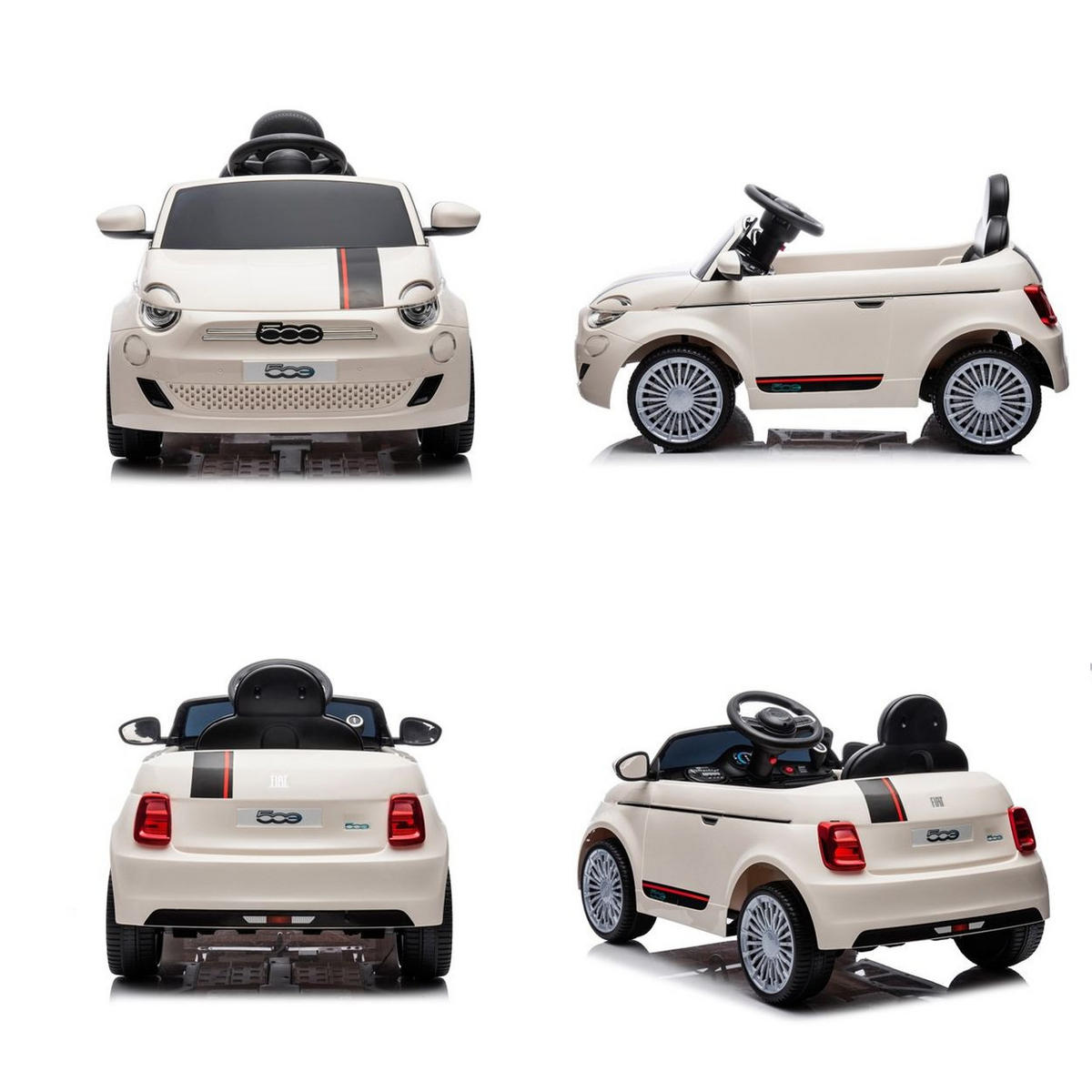 ELEKTROAUTO Fiat 500 weiß uni Fernbedienung, Sicherheitsgurt, MP3, USB - Weiß, Kunststoff (100/60/50cm) - Chipolino
