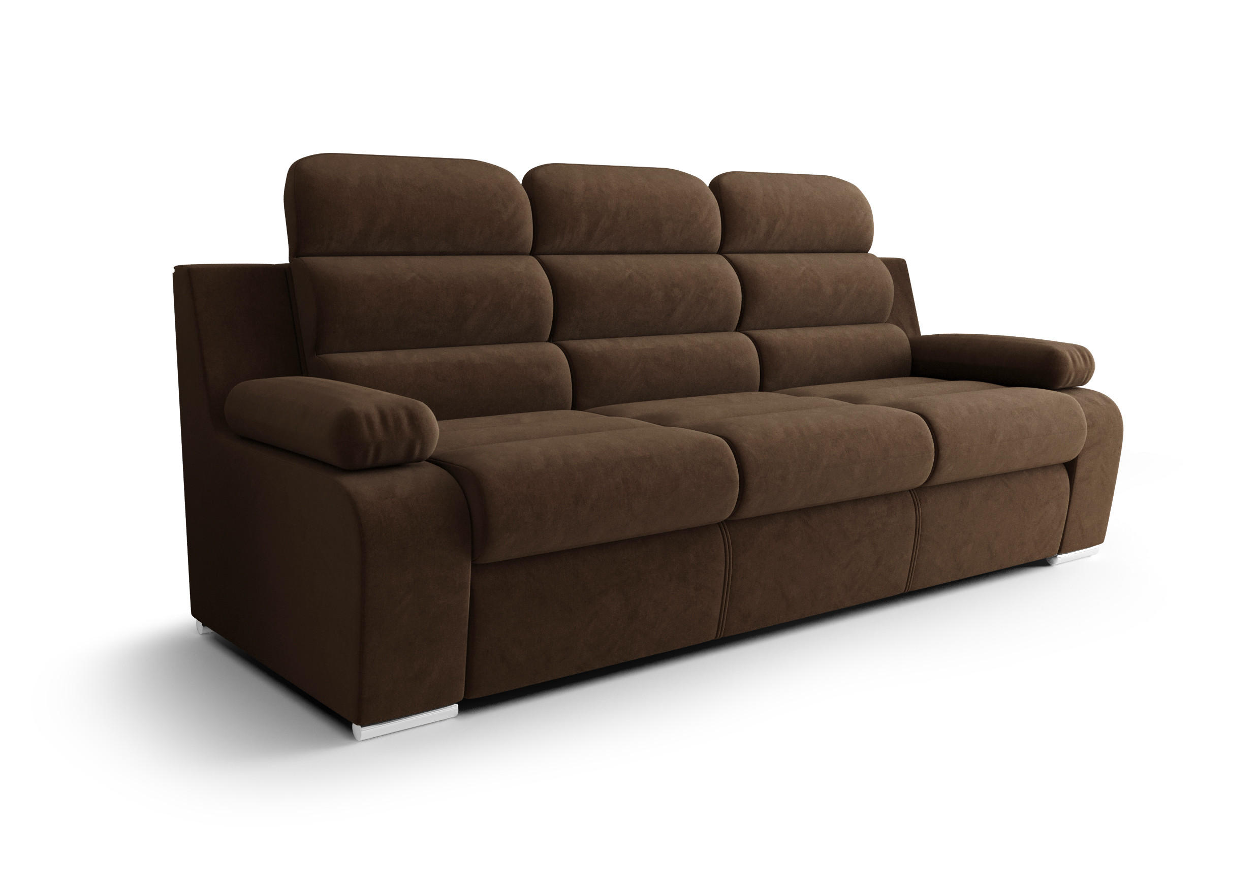 SCHLAFSOFA AMBER, mit Schlaffunktion und Bettkasten, Farbe: Braun, Velourstoff - Braun, Textil (238/103/96cm) - O-Sofa