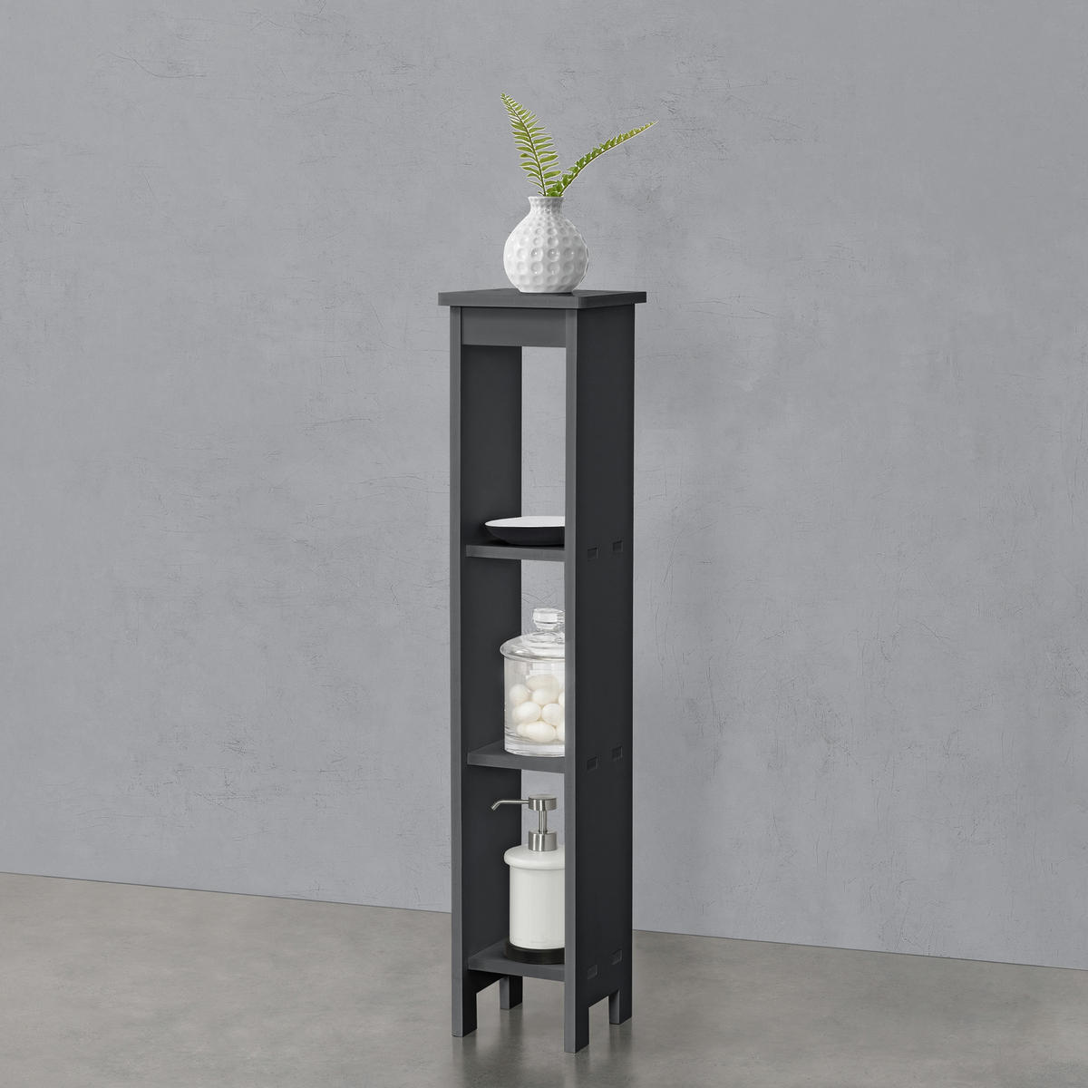 BADEZIMMERREGAL Arvika - Dunkelgrau, Kunststoff (17/80/17cm) - [en.casa]