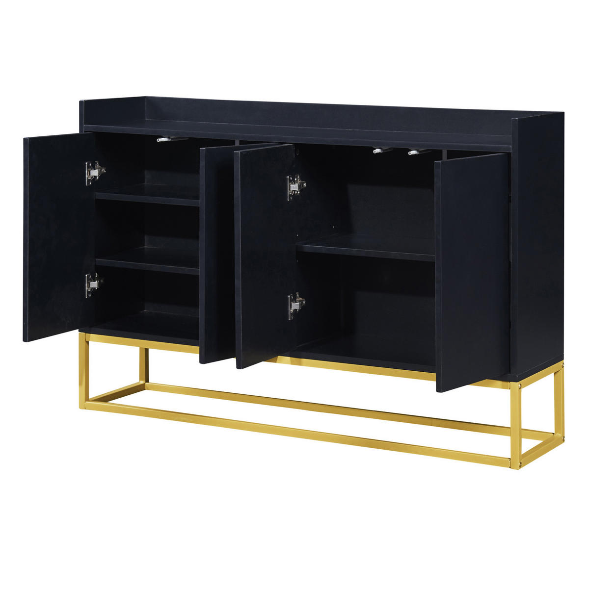 SIDEBOARD 4-türig 120 x 30 x 80 cm Schwarz mit verstellbaren Einlegeböden - Schwarz, Holzwerkstoff (120/80/30cm) - Meubliv