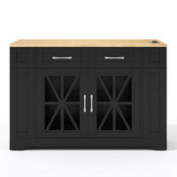 KÜCHENINSEL Schwarz-Natur 120/65/92 cm - Schwarz, Holzwerkstoff (120/92/65cm) - PANGIVO