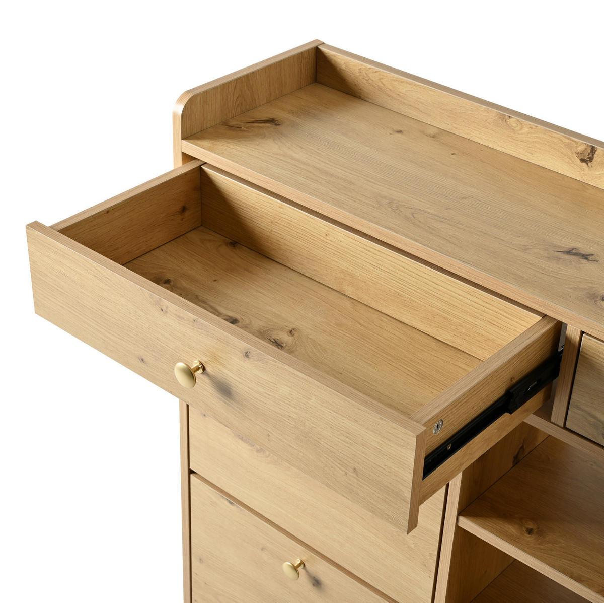 SCHUHSCHRANK aus Spanplatte 110x26x100cm in Natur mit 4 Klapptüren - Naturfarben, Holzwerkstoff (110/100/26cm) - Modfu