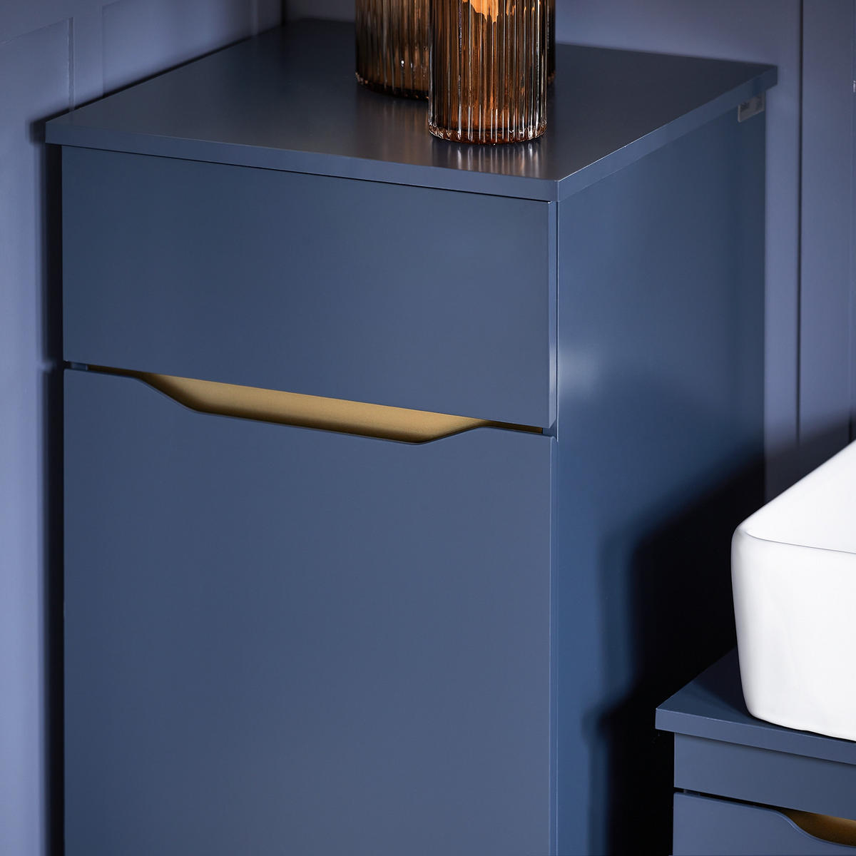 WÄSCHESCHRANK mit Wäschesack Blau - Blau, Holz/Holzwerkstoff (40/96/40cm) - SoBuy