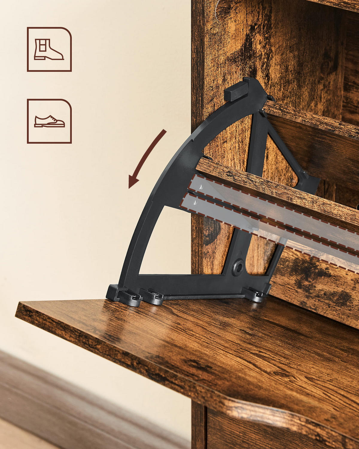 SCHUHSCHRANK, braun - Braun, Holzwerkstoff/Kunststoff (60/102/24cm) - A2A Home