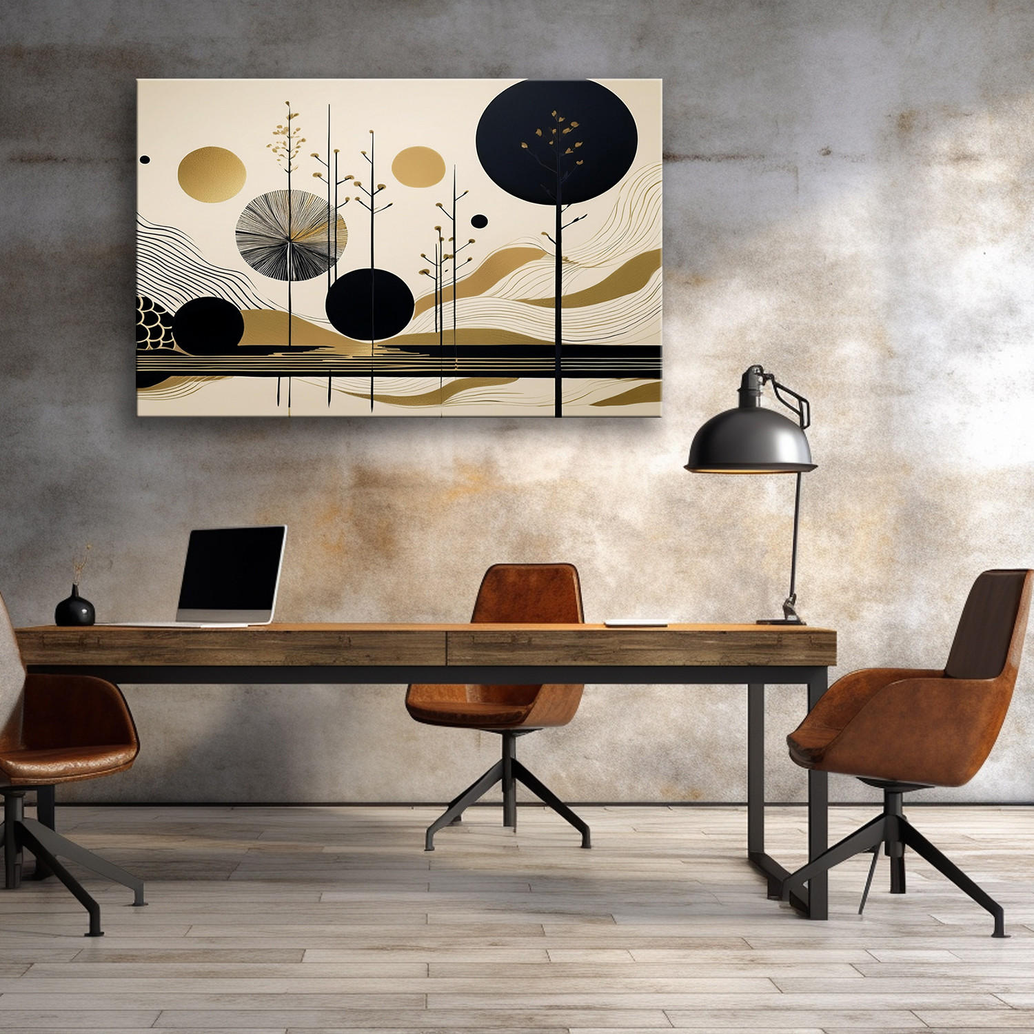 WANDBILD abstrakte formen und linien - Beige, Textil (60/40cm) - Feeby