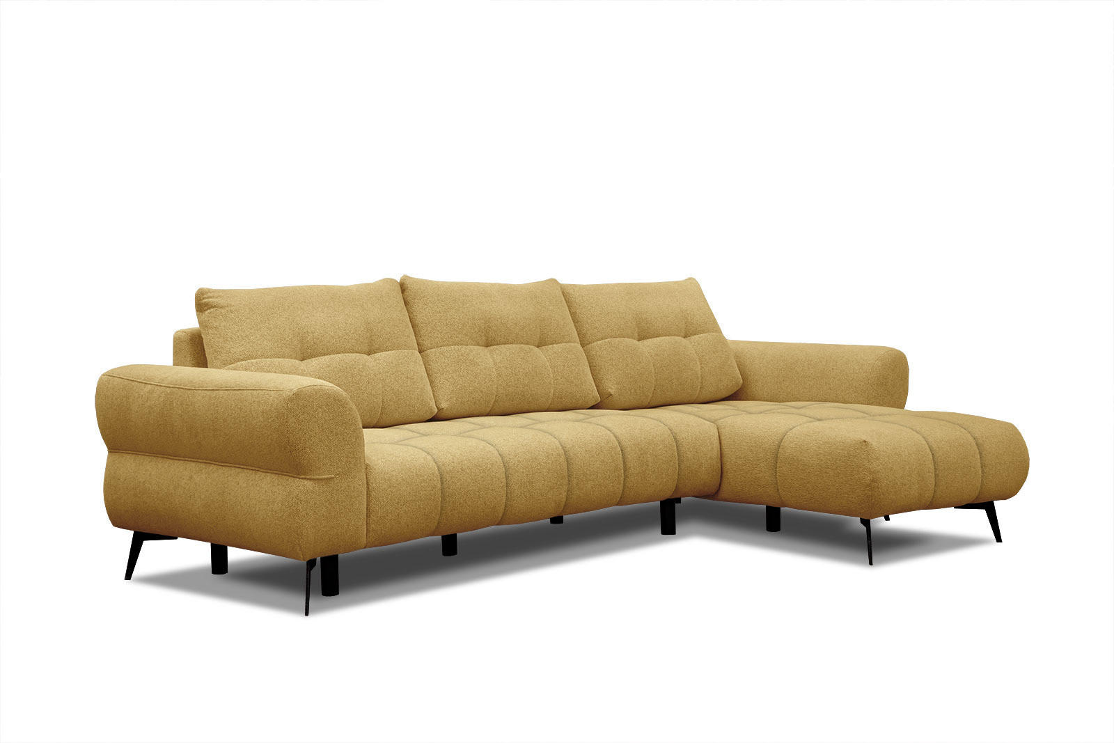 ECKSOFA SALVINI 4-Sitzer, honig - Schwarz/Honig, Holzwerkstoff/Textil (292/158cm) - Courtois Laville