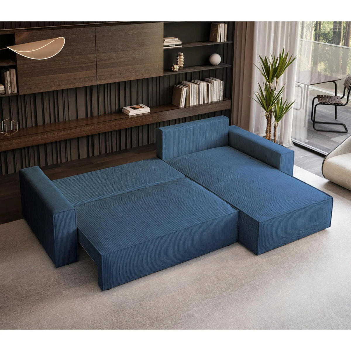 ECKSOFA Parys L dunkelblau - Schwarz/Dunkelblau, Kunststoff/Textil (290/185cm) - Beautysofa