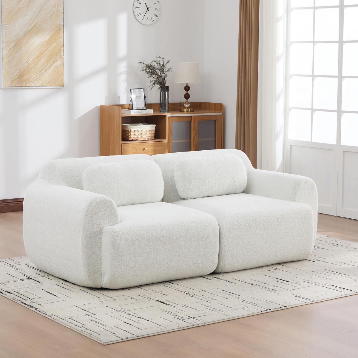 2-SITZER SOFA Chenille Elfenbein - Beige, Textil (189/71/91cm) - WISHDOR