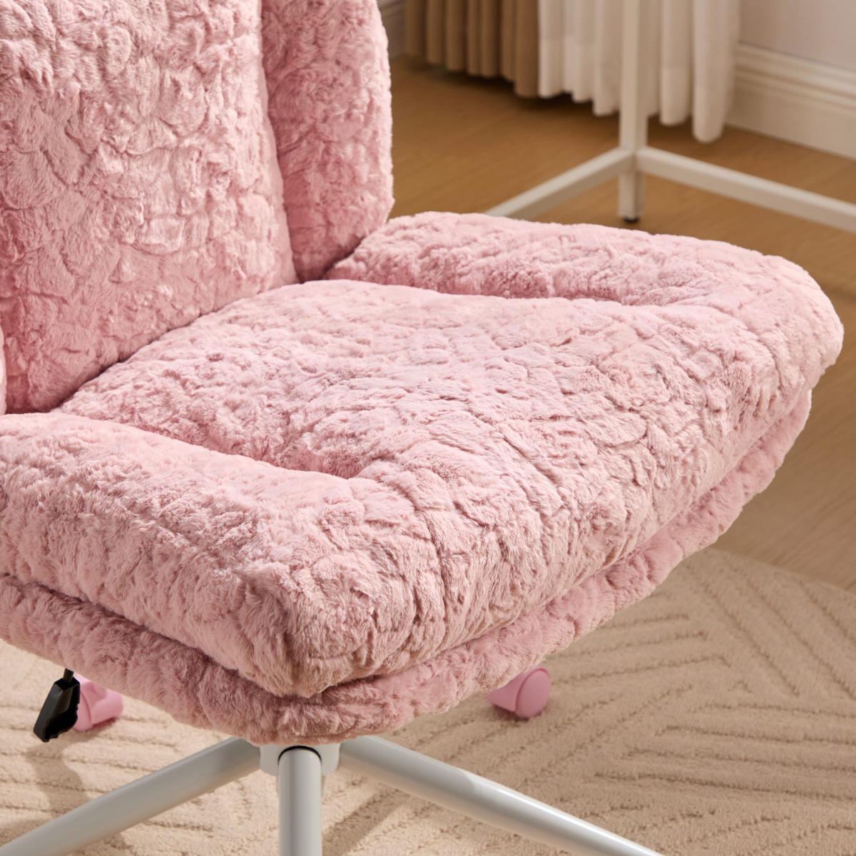SCHREIBTISCHSTUHL Rosa 63/67/94 cm höhenverstellbar - Pink, Metall (63/94/67cm) - PANGIVO