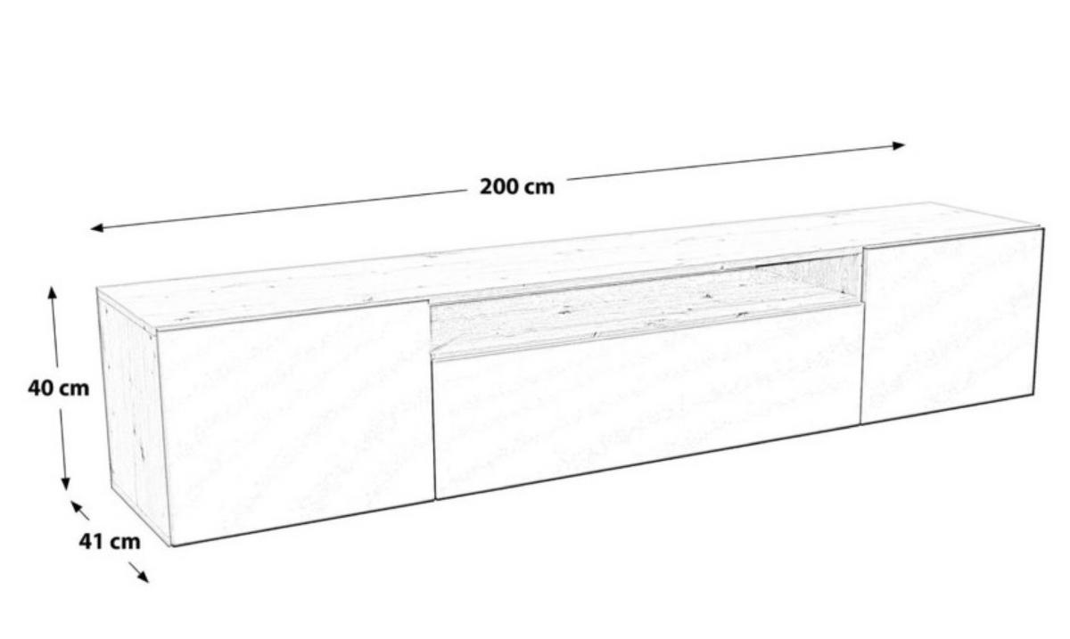 TV-LOWBOARD Weiß NIKOL Frezierte Fronten 200 cm - Weiß, Holzwerkstoff (200/40/41cm) - Sepro Meble