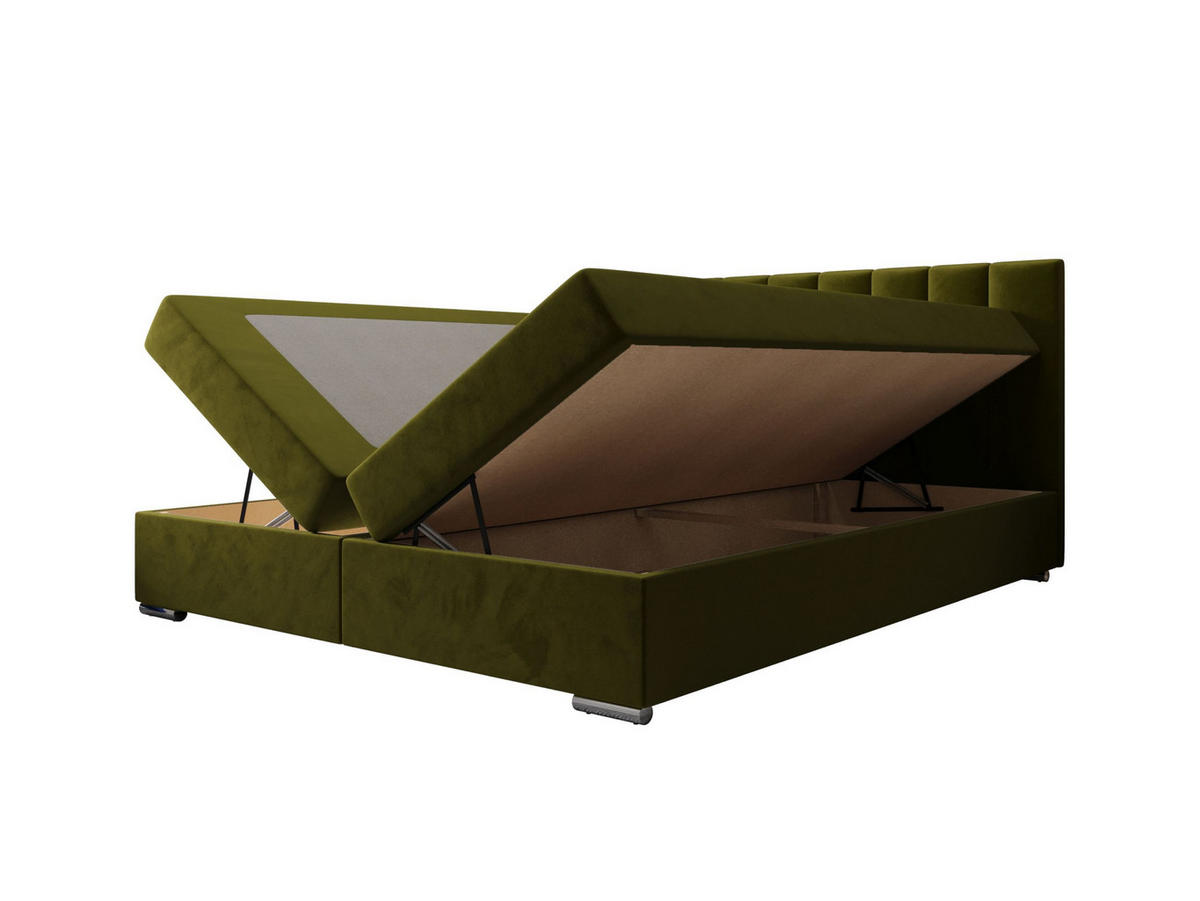BOXBETT ZILANO 2 mit Matratze H3 und Topper 160x200 Itaka 65 - Grün, Holz/Textil (160/200cm) - Bedante