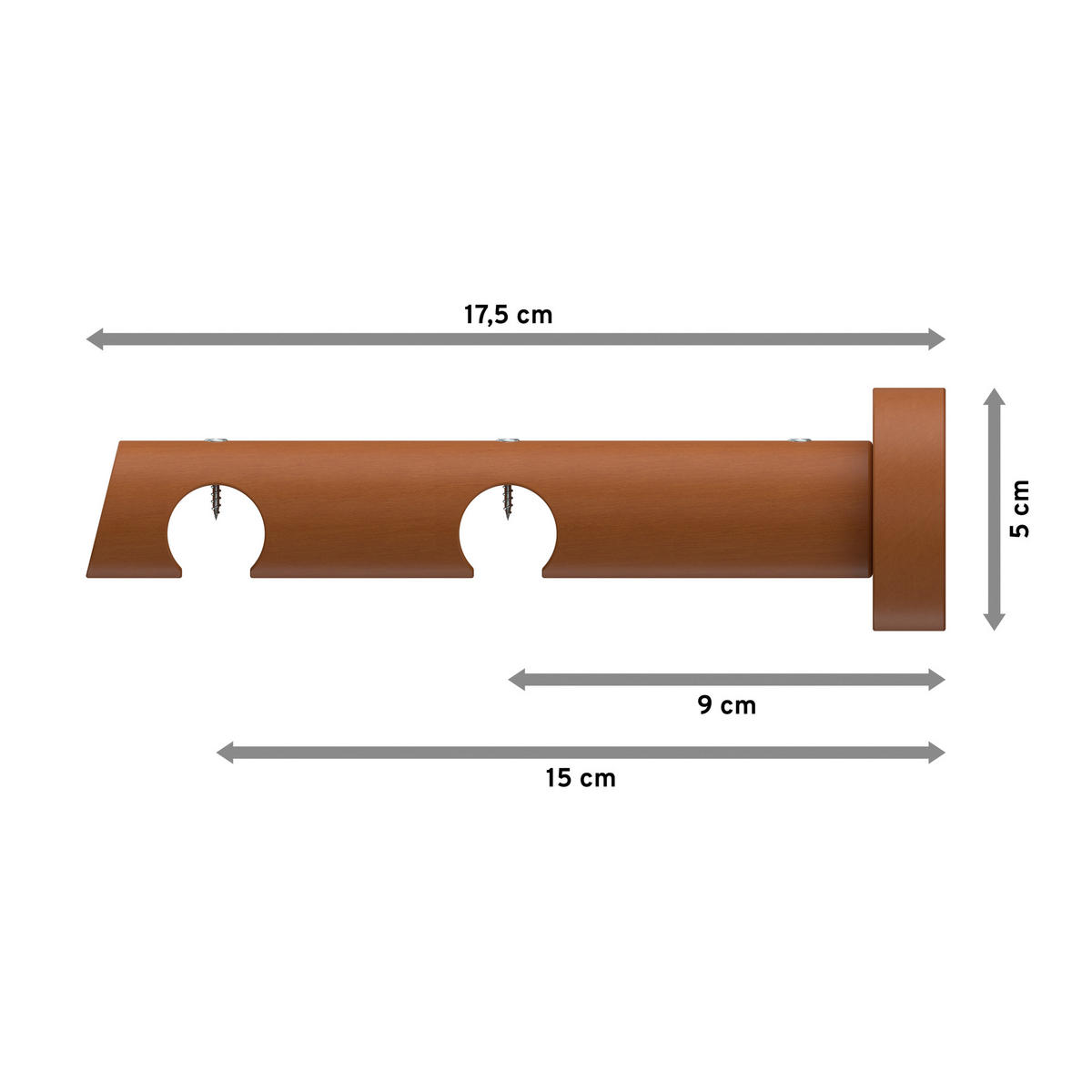 TRÄGER FÜR INNENLAUFSTANGEN 20 mm Ø, Talent 2-läufig, Kirschbaum - Kirschbaumfarben, Holz (18/5.3/5.3cm) - INTERDECO