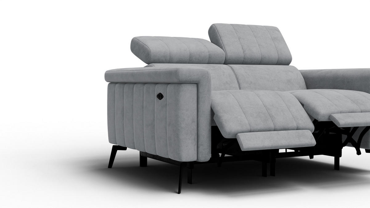 RELAXSOFA NORDEL 2-Sitzer, grau - Schwarz/Grau, Holz/Textil (150/80/105cm) - Courtois Laville