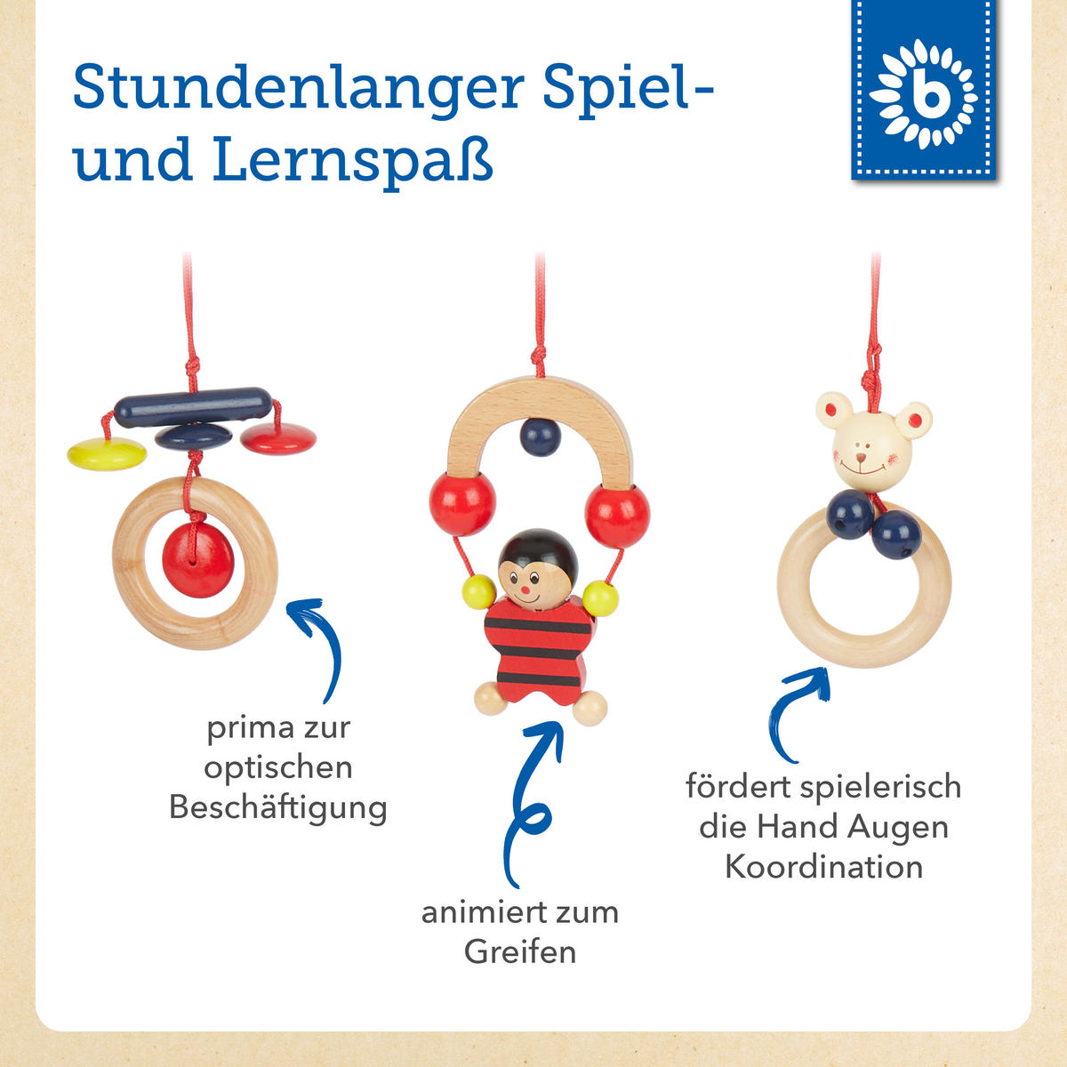 SPIELBOGEN aus Holz Babys - Rot, Holz (54/54cm) - Bieco Spielwaren