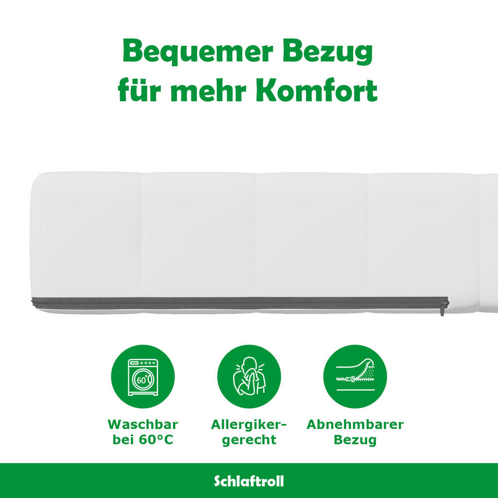 Thumbnail - Schlaftroll Kaltschaummatratze, Weiß, Textil, H3, Rechteckig, 200x200 cm, Oeko-Tex® Standard 100, Schlafzimmer, Matratze...
