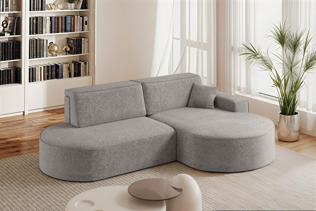 ECKSOFA Venedig Mit Schlaffunktion - Grau, Holzwerkstoff/Textil (278/179cm) - Fun Möbel