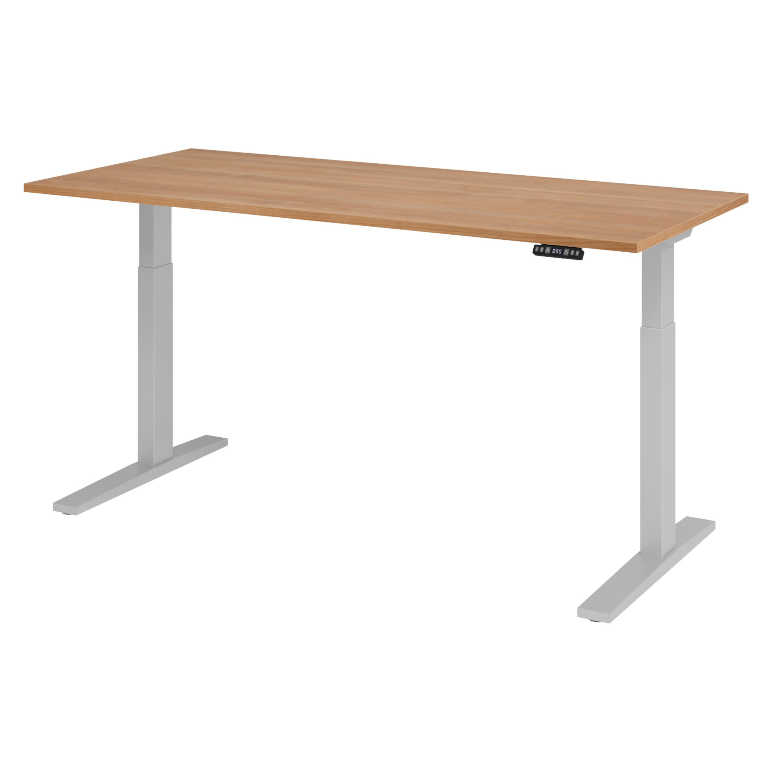 SCHREIBTISCH elektrisch XMKA 80/180/74 cm in Nussbaumfarben/Silberfarben - Silberfarben/Nussbaumfarben, Holzwerkstoff (80/180/74cm) - bümö