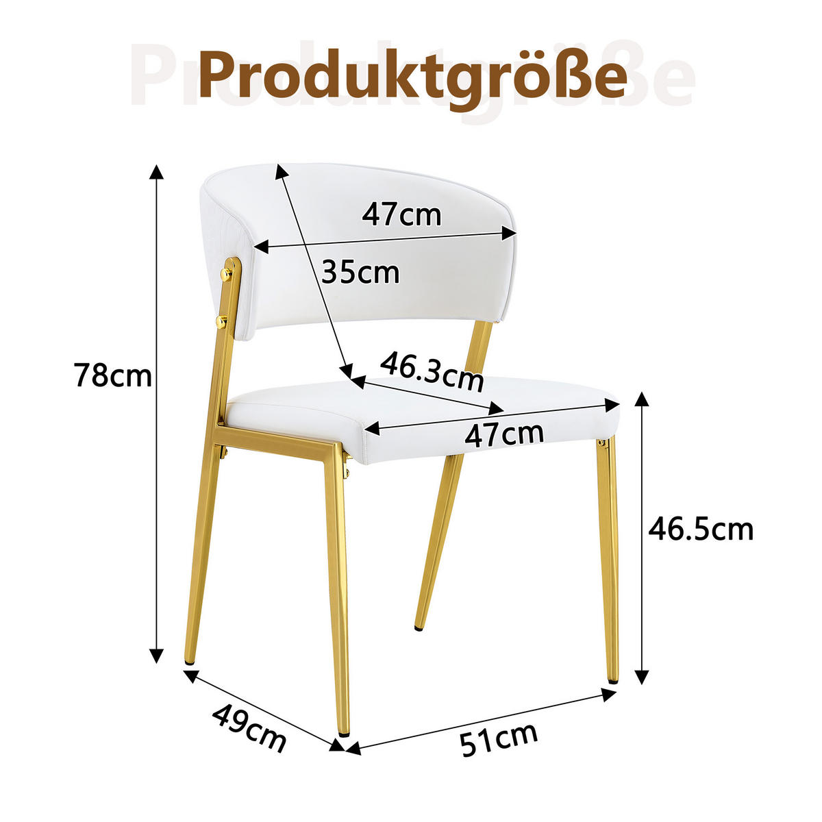 STUHL-SET DE-36685 2 Stück mit Kunstlederbezug und Metallgestell Weiß - Weiß, Metall (49/78/51cm) - ComfortXL
