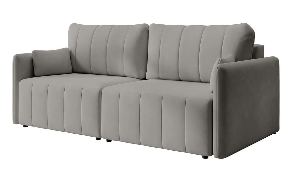 SCHLAFSOFA Pierra Hellgrau hydrophober Samt - Hellgrau/Schwarz, Kunststoff/Textil (215/100/112cm) - Selsey