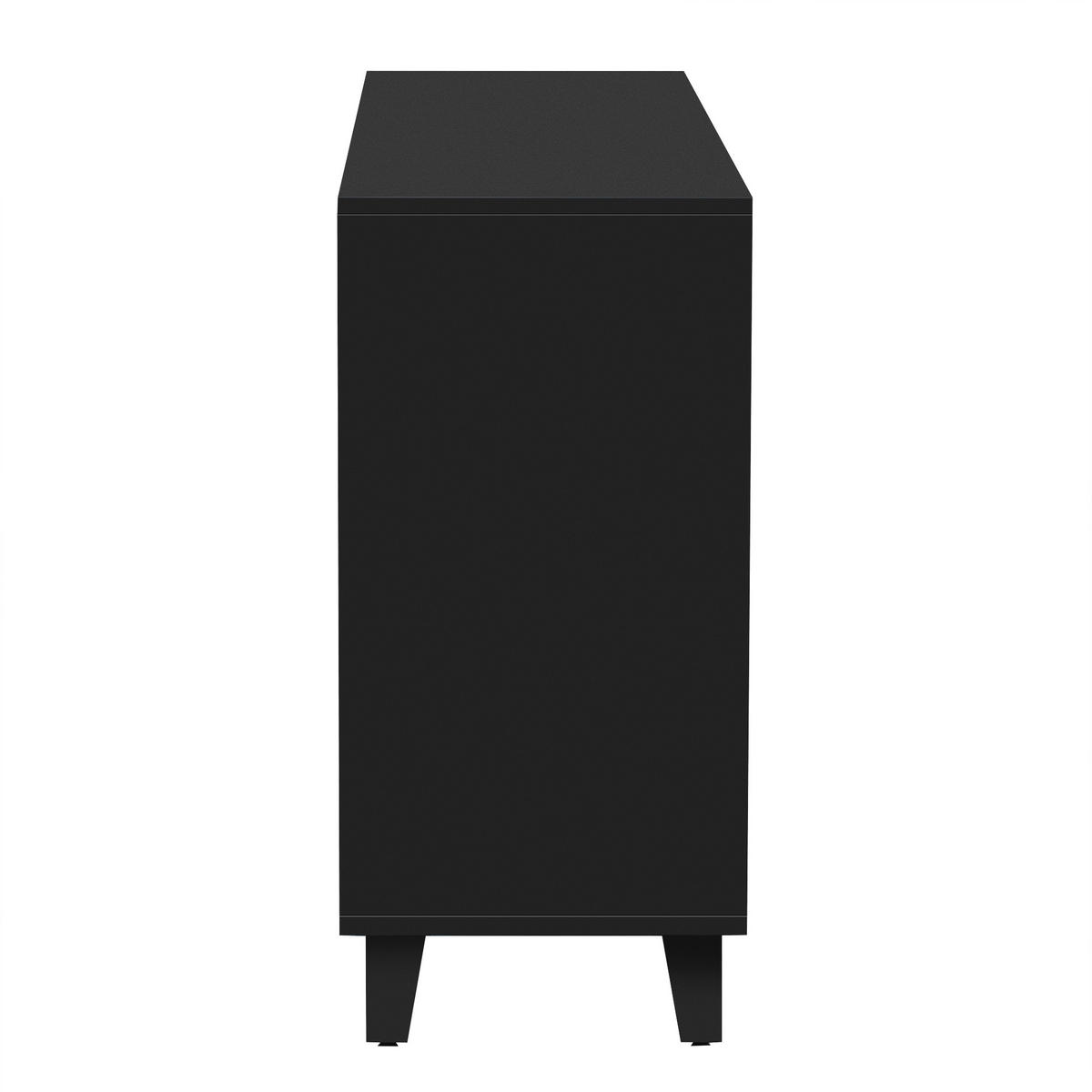 IN Schwarz Kommode mit Kristallgriffen, 4 Türen und verstellbaren Einlegeböden für Wohn- und Esszimmer, B160/T40/H84cm - Schwarz, Glas/Holzwerkstoff (160/84/40cm) - STILVORA