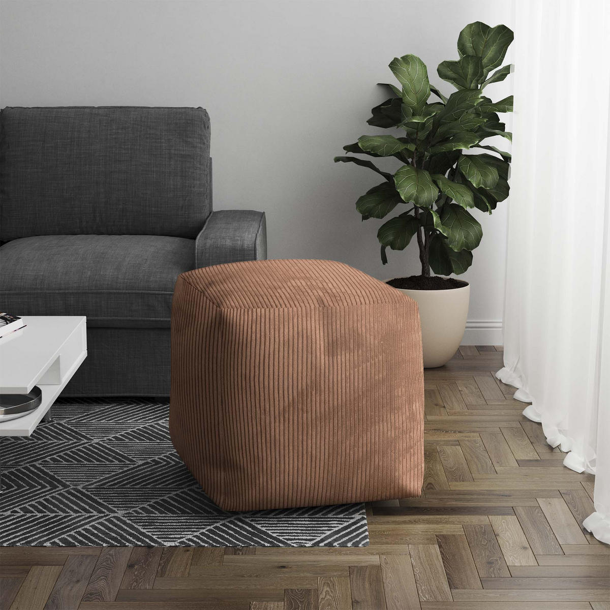 SITZSACK CUBE Brown Bear - Braun, Textil (60/60/60cm) - Dreamroots