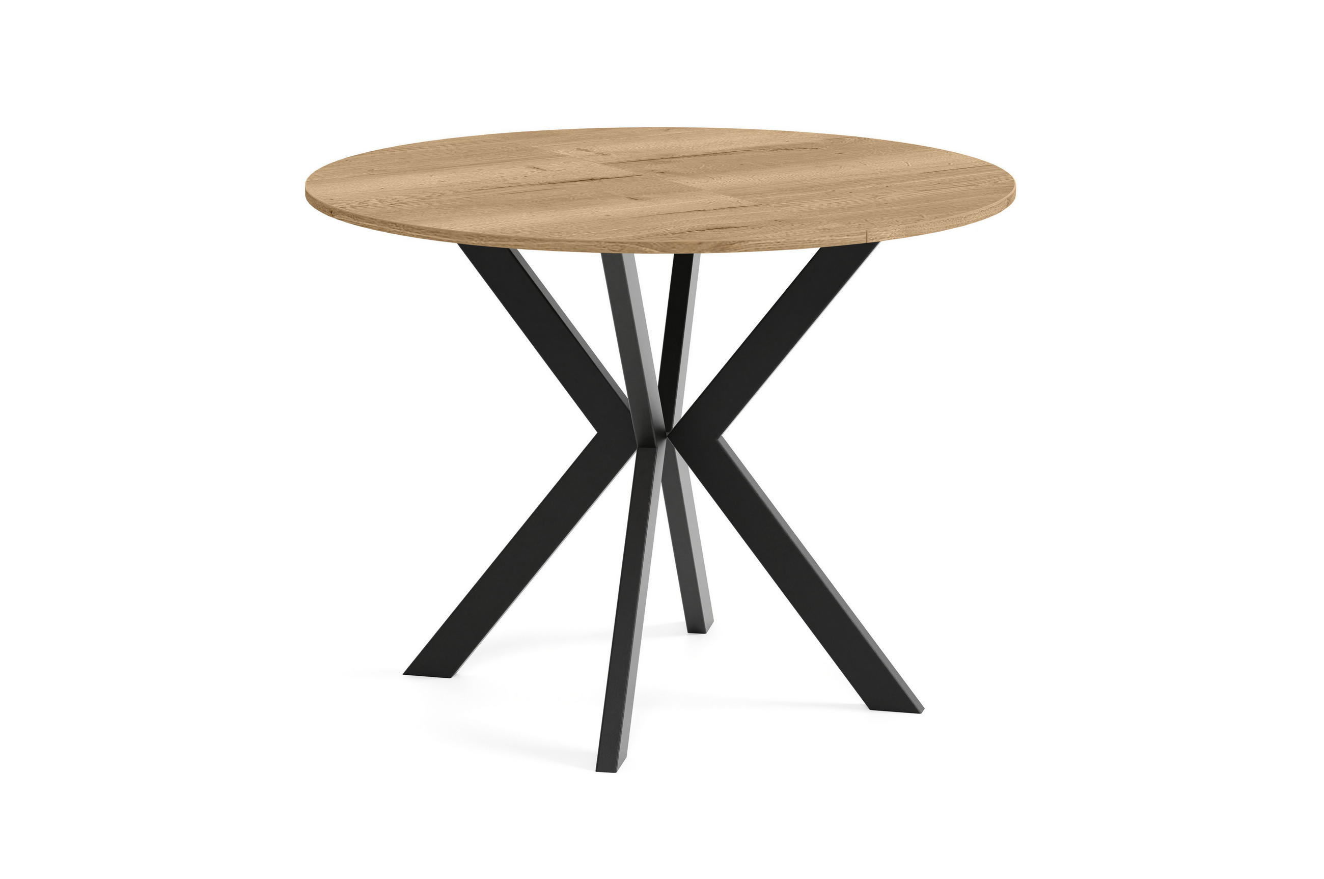 Meblini Esstisch Hellbraun, Schwarz 90x76x90 cm