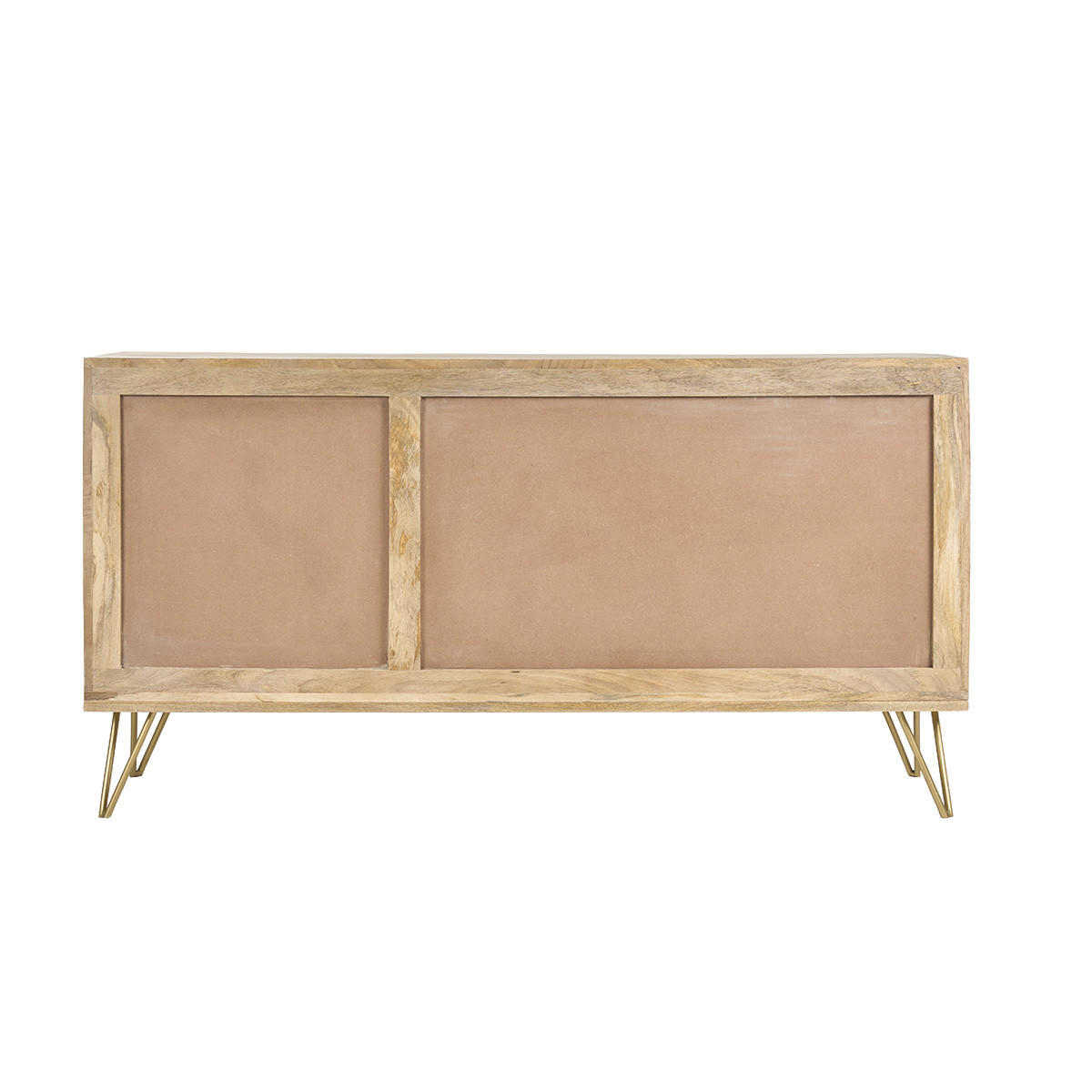 ANRICHTE Mit Kerbung Mangoholz Goldfarbenes Metall LINUM - Eukalyptusholzfarben, Holz (40/75/145cm) - Miliboo