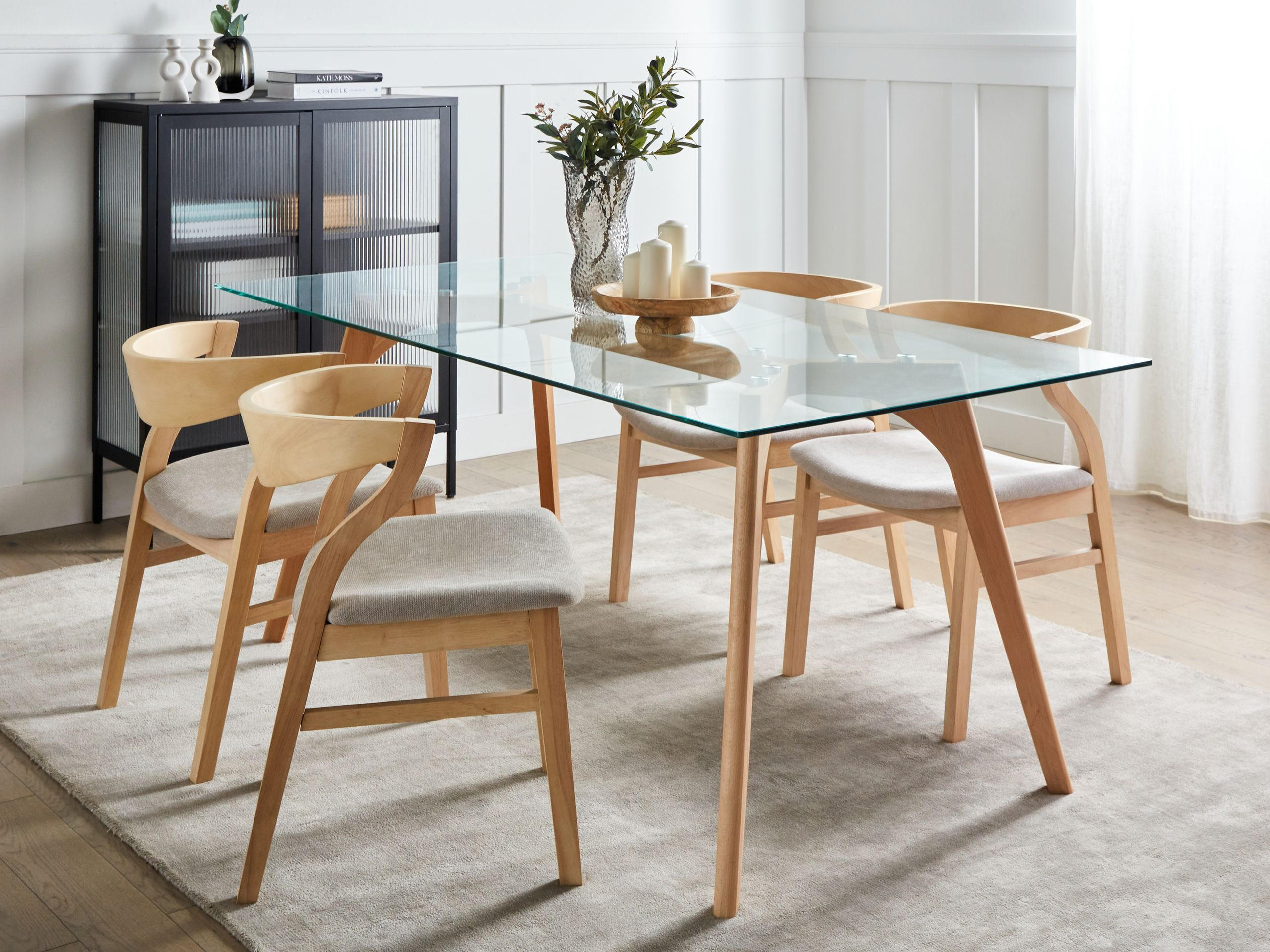 ESSTISCH Glas 180/90 cm Hudson - Hellbraun/Transparent, Glas (90/180/75cm) - Beliani