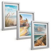 BILDER SET 3er Set - 20x30 cm Silberner Rahmen - Landschaften Strand Klippen Stadt - Silberfarben, Kunststoff (20/30cm) - TULUP
