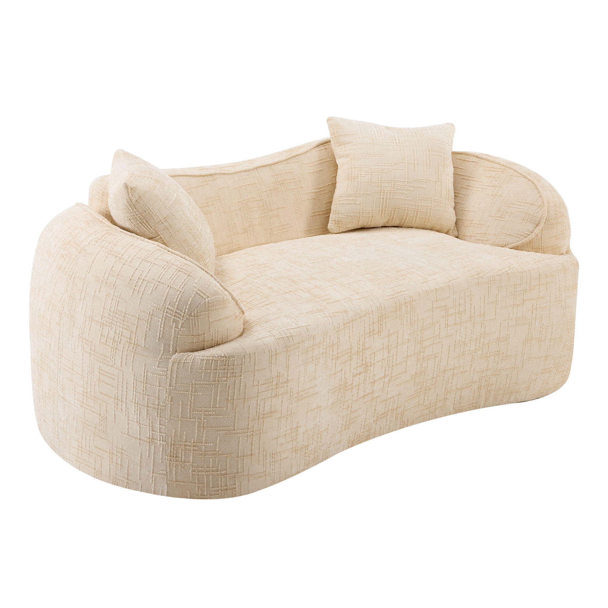 2-SITZER-SOFA DE-34984 gebogen mit 2 Kissen Beige - Beige, Textil (87/65/170cm) - ComfortXL