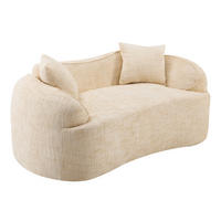 2-SITZER-SOFA DE-34984 gebogen mit 2 Kissen Beige - Beige, Textil (87/65/170cm) - ComfortXL