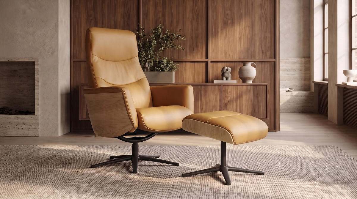 RELAXSESSEL VANITAS Kastanienbraun Leder Relaxfunktion - Kastanienfarben/Schwarz, Leder/Metall (75/108/86cm) - KAWOLA