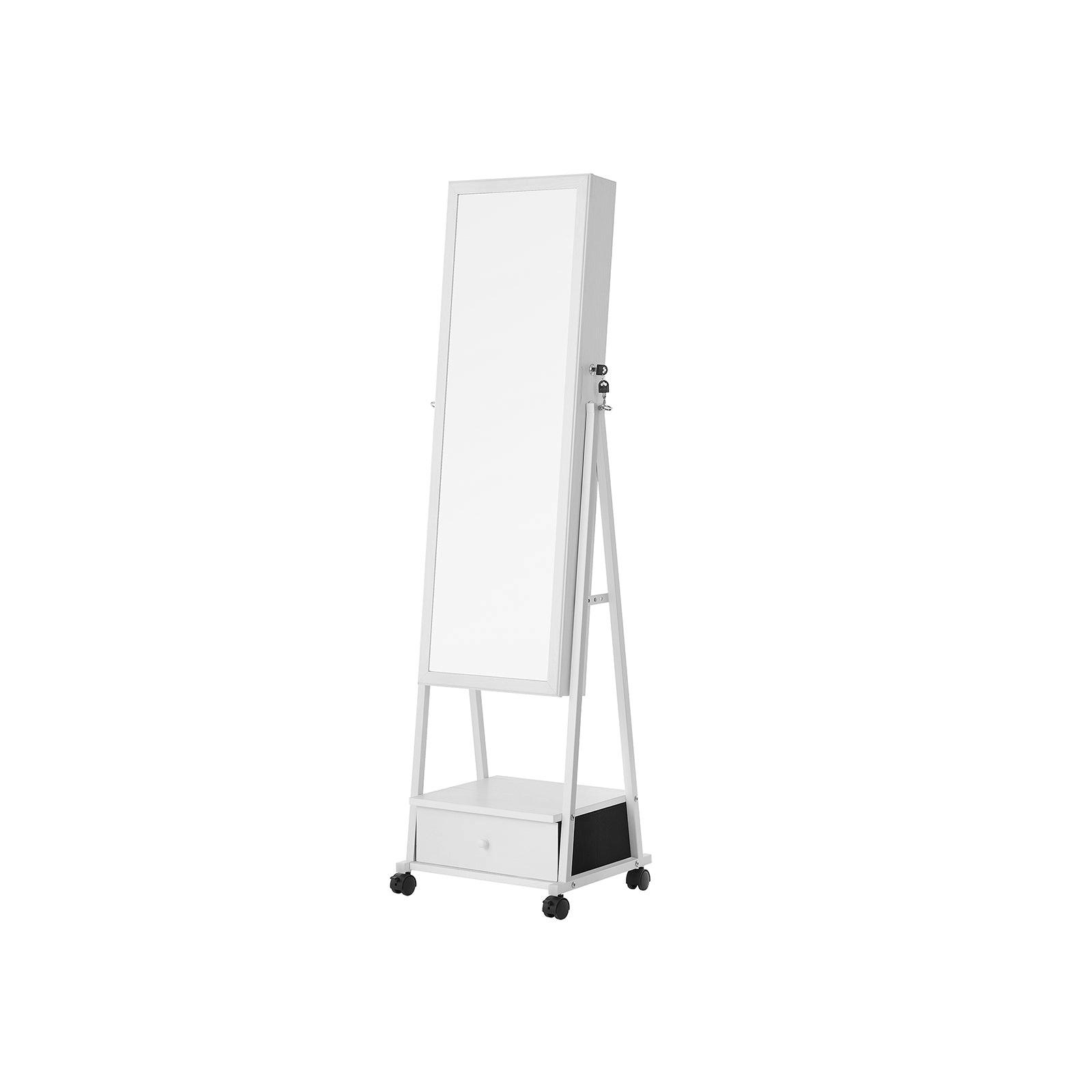 SCHMUCKORGANIZER GANZKÖRPERSPIEGEL - Weiß, Holzwerkstoff (37/41.5cm) - Hansiro