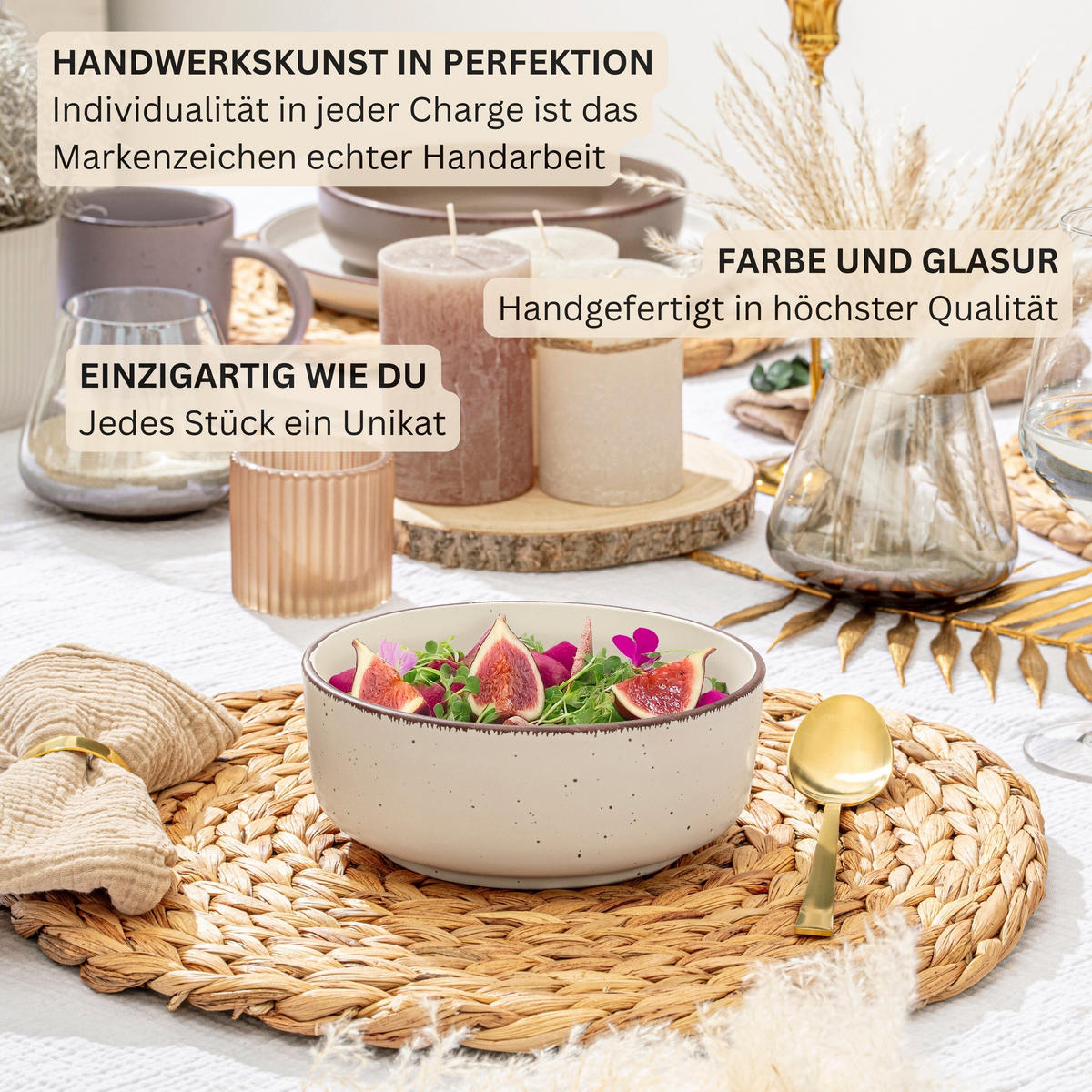 SCHALEN BOMBAY BEACH - 4 teilig aus Steingut - Creme, Stein (16.5/16.5/6.5cm) - Sänger