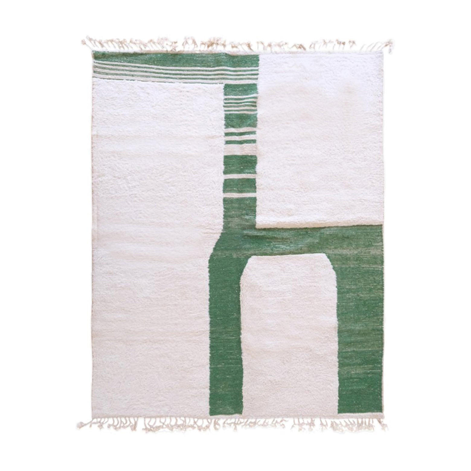 BERBERTEPPICH modern und grafisch handgeknüpft aus Wolle 200x 300 cm - Grün, Naturmaterialien (200/300cm) - AFK Living