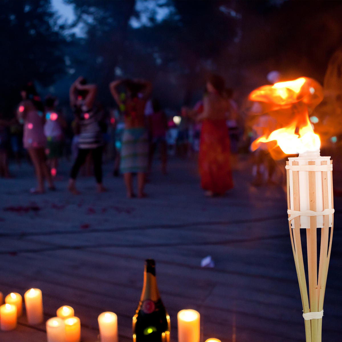 10XGARTENFACKEL - Hellbraun, Holz/Metall (90cm) - Relaxdays